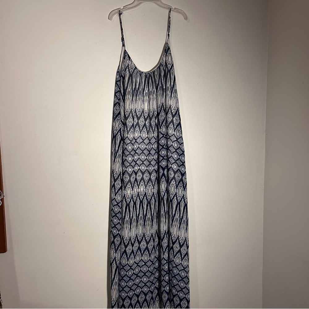 Show Me Your Mumu Turlington Bohemian Trapeze Maxi Dress Navy Blue Medium